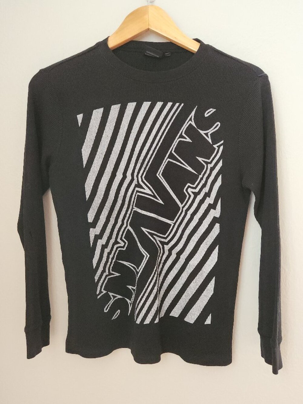 Vans Waffle Knit Black Long Sleeve Shirt Womens Large